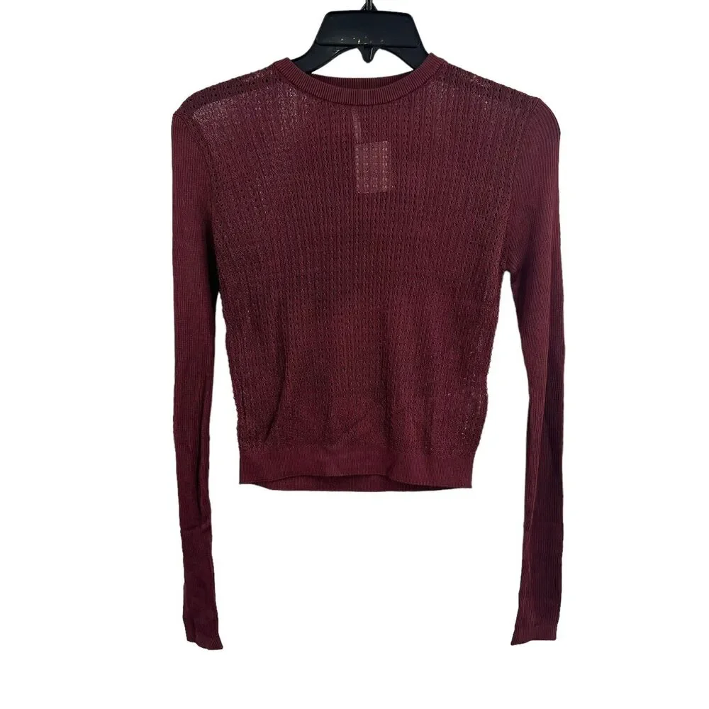 Free People Semi Sheer H2O‎ Sweater Garnet Red XS New
